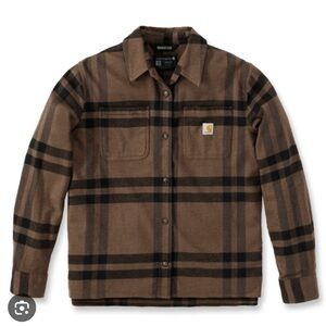 Carhartt Tan and Black Checkered Mid-weight Flannel Shirt
